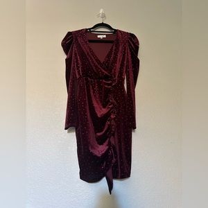 Honey and Rosie Red/Purple Fitted Velvet Dress